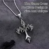 Pendant Necklaces Hip Hop Fashion Jewelry Unique Design Stainless Steel Flame Cross Pendant Necklace Gothic Necklace Mens Gift240408