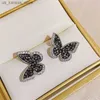 CAMBINO BLACK Crystal Butterfly Studri Orecchini di strass vintage per donne Accessori per gioielli di moda2404083ILG