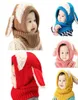 Cute Baby Rabbit Ears Knitted Hat Infant Toddler Winter Warm Hat Beanies Cap with Hooded Scarf Earflap baby Kid Hat4767897