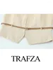 Damskie dresy Trafza 2 -częściowy zestaw elegancka dekoracja paska na zamek błyskawiczny kamizelka bez rękawów top vintage szczupła mini plisowana spódnica