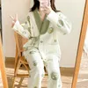 Women's Sleepwear Autumn Winter Thickened Comfortable Air Cotton Postpartum Mother Breastfeeding Maternity Two-piece Set Pajamas