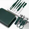 KITS 9 pezzi Set di clipper per chiodi manicure Set di strumenti per la cura del piede professionale inossidabile set di chiodi verdi con custodia in pelle