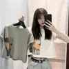 T-shirts pour femmes 2024 T-shirt d'été Pure Coton Show Navel Shirt à manches courtes féminines Version coréenne