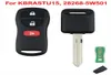 3 knoppen Vervanging Remote Car Key FOB voor Nissan Kbrastu155978300