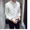 Camisas de vestido masculinas de manga longa de estilo clássico de camisa moda de algodão moderna top casual bela marca levantamento