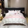 Washed Silk Four Piece Set Simple Ice Silk Cool Summer Sleeping Nude Embroidered Quilt Cover Bed Sheet 1.8 Bed 240329