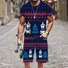 Мужские спортивные костюмы пляжная футболка набор рождественская узоры