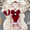 Kadın Sweatwear Seksi iç çamaşırı Noel elbisesi erotik şeffaf kırmızı dantel cosplay kostümler bayanlar hediyeler için bebekdoll wcls