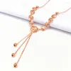 Chains 585 Purple Gold Necklace Plated14K Rose Flower Tassels Fashion Elegant Pendant Light Luxury Wedding Jewelry For Women