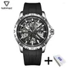 Montres-bracelets Luxury Skeleton Automatiques Montres automatiques pour hommes Fashion Lumineuse Round en acier inoxydable MANSEA