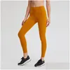 Dames trainingspakken l021 dames yogabroek met pocket girls running outfit fitness panty leggings Solid Color Lady High Taille Sports Tr OTWXM