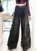 Damesjeans 2024 Spodnie Y2K Strtwear Multi -zakken Baggy jeans vrachtbroek voor vrouwen 90s kleding vintage Harajuku brede been dame broek Y240408