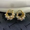 Boucles d'oreilles cerceaux Shangzhihua Géométrique Design Sense Élégante Personnalité de perles pour les femmes accessoires de bijoux vintage européens et américains