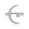 Clusterringe S925 Sterling Silber Ring Weibchen Star Moon Ins Style Design Sinn Mesh Red Index Finger Open Schmuck Frauen Frauen