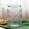Förvaringsflaskor transparent glas burk retro präglad te caddy förseglad godis med bambu trä lock kök mat container hem