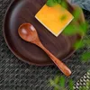 Cucharas de mango curvo de 5 piezas con cuchara hogar pequeño restaurante de estilo retro de estilo retro hecho a mano