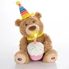 37 cm Cute Bear Electric Plush Boll Birthday Cappello Teddy Sing Interactive Game decorazioni per la casa Gift Baby Early Education Toys 240325