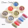 Glitter Nail Art Decoration Nail Glitter Pigment Flakes Holographic Laser Chameleon Nail Sequin Paillettes Powder Dust 6 pcs Manicure