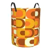 Laundry Bags Retro Inustrial In Orange And Brown Tones Basket Geometric Colorful Clothes Toy Hamper Storage Bin For Kids Nursery