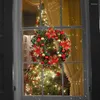 Flores decorativas navideño corona de pascua anillo colgante de la ventana de hogar decoración colgante de guirnalda artificial decoración de fiesta de baile de baile 40 cm