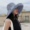 Berets Summer Cap Wide Brim 18cm Linen Sun Hats for Women UV Ochrona UV UPF 50 Słońce Składany wiadro Hat Outing Panieme