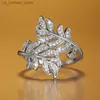 Ringos de cluster huitan moda moda fresca folha folha anéis dedo anéis para mulheres brilhantes zirconia cubic wedding tends acessórios de tendência jóias240408