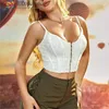 Tanks pour femmes Edglulu Sexy White Camisole Vest Corset Corset Botte-boucle avant Sans manche