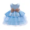 Abiti per ragazze BAMBINA Abito principessa Dress 1 ° compleanno Battesimo a strati a strati Borna senza maniche Bowknot TUTU CURA CINETTI GIOWGIRLS DELL'AMBIFICA