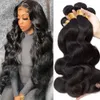 Bundle di onde del corpo in terapia di capelli malesi 1/3/4 pezzi umani bundle neri naturali a doppio disegno Draw body wave remy peli estensione