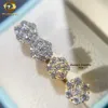 Passer le diamant Tester vis de la mode 925 Boucles d'oreilles Moissanite à fleur en argent sterling