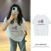 T-shirt femminile designer Korean Ins Summer Cotton Short Short Short Shirt Womens Neck Round White White Sliose Versatile Versatile Top-shirt stampata