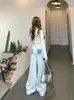 Women's Jeans Original Design Washed Light Blue With Butterfly Embroidery High Waist Slimming Ragged Edge Loose Wide Leg Pants