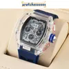 Designer horloge mechanische beweging horloge rubberen band keramische wijzerplaat waterdichte es transparante kwartsemmer