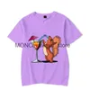 T-shirt maschile nuove magliette da uomo alla moda scoiattolo che beve cocktail feste divertenti magliette di grandi dimensioni top a maniche corte