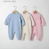 Rompers baby romper gekleurde katoenen kinderen overalls kinderkleding lange mouwen babyjongen kleding meisjes kleding hoge nek warme pyjama l47