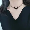 Choker 1 Dark Tie Girl Heart Sweet Cool Acrylic Black Moon Necklace Women's Collarbone Chain Accessory