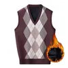 Men's Vests Vest Sweater For Men Clothes Autumn Winter Fashion Casual Solid Regular V-Neck Thick Fleece Warm