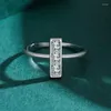 Cluster Rings JIALY Sparkling European Rectangle Shape CZ 925 Sterling Silver Ring For Women Birthday Party Wedding Gift Jewelry