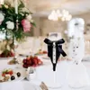 Wedding Wine Champagne Glasses Cup Set Bride And Groom Black White Dress Decorative For Valentines Day Gift 240408