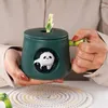 Tassen Panda Keramik Kaffeetasse mit Deckel Spoon Europäische Paar Becher Nachmittag Kamellien Tee Frühstück Haferflocken Urlaubsgeschenke