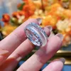 Кластерные кольца высокий 925 серебряный серебряный инкрустанный белый халцедонный женский кольцо Agate Jade подарок
