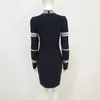 Custom Wholesale High Quality Hot Sale Ribbed Knitting Cotton Women Black Rhinestone Tank Top Sexy Dress