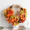 Dekorativa blommor Julblommor dekoration Sommaren Maple Wreath Berries Bow Fall Leaves Holiday Wreaths Rings för ytterdörrfönster verandan