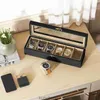 SRIWATANA Watch Box Watch Case Organizer for Men Women 12 Slot Watch Holder Display Case with Glass Top - Gifts for Loved Ones Carbonized Black