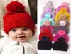 Vinter baby pom poms virkning hatt tjocka hattar spädbarn småbarn varma mössor pojke flicka stickad mössa m41829193184