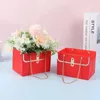 Gift Wrap 1pc Foldable Paper Hand Bag Portable Flower Box Kraft Handbag Wedding Party Packaging For Candy Cake Birthday