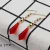 Boucles d'oreilles cerceaux Tassel en cristal rouge romantique pour la personnalité de la personnalité de l'eau Drop Clips d'oreille Souces Cosplay Party Bijoux Cadeaux