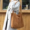 Сумка Большой холст женский плечо -покупатель хлопчатобумажная ткань сумки для женщин 2024 вельветовая эко -женщина магазин