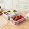 Aufbewahrung Flaschen Kühlschrankbox 6 Gitter Lebensmittel Gemüse Obst Kühlschrank Organizer Abfluss Korb Zwiebel Ingwer klarer knirschiger