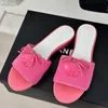 Mules Woman Designer Sandal Round Toes Flat Heel Velvet Leather Slipper Chunky Slip on Platform Heel Thongs Bowtie broderi Vintage Flip-Flops Slingbacks Casual